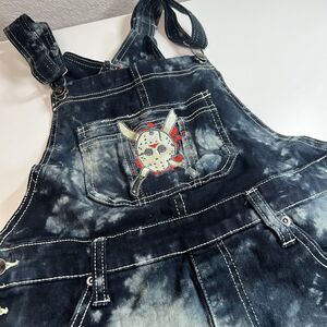 Friday The 13th Dark Blue Acid Wash Overalls Size Small